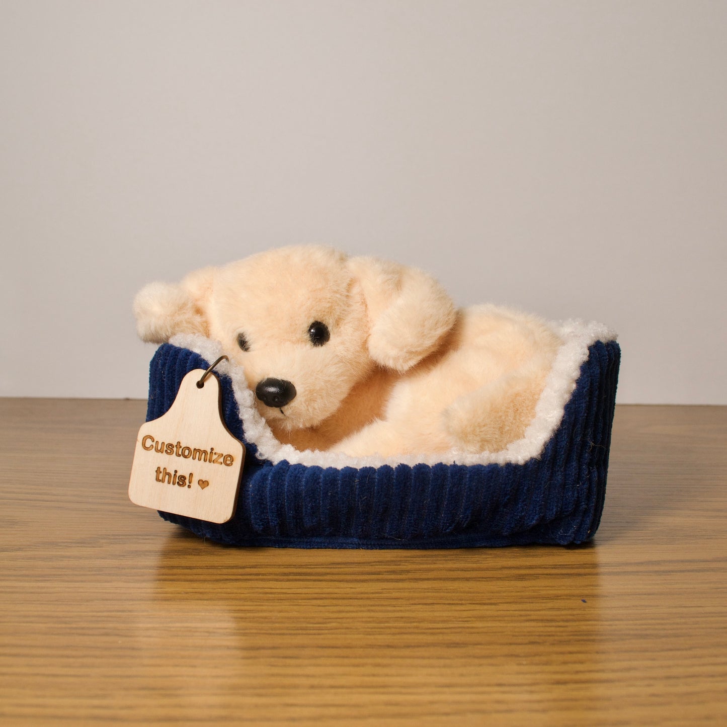 Personalized Snuggled Labrador Dog with bed
