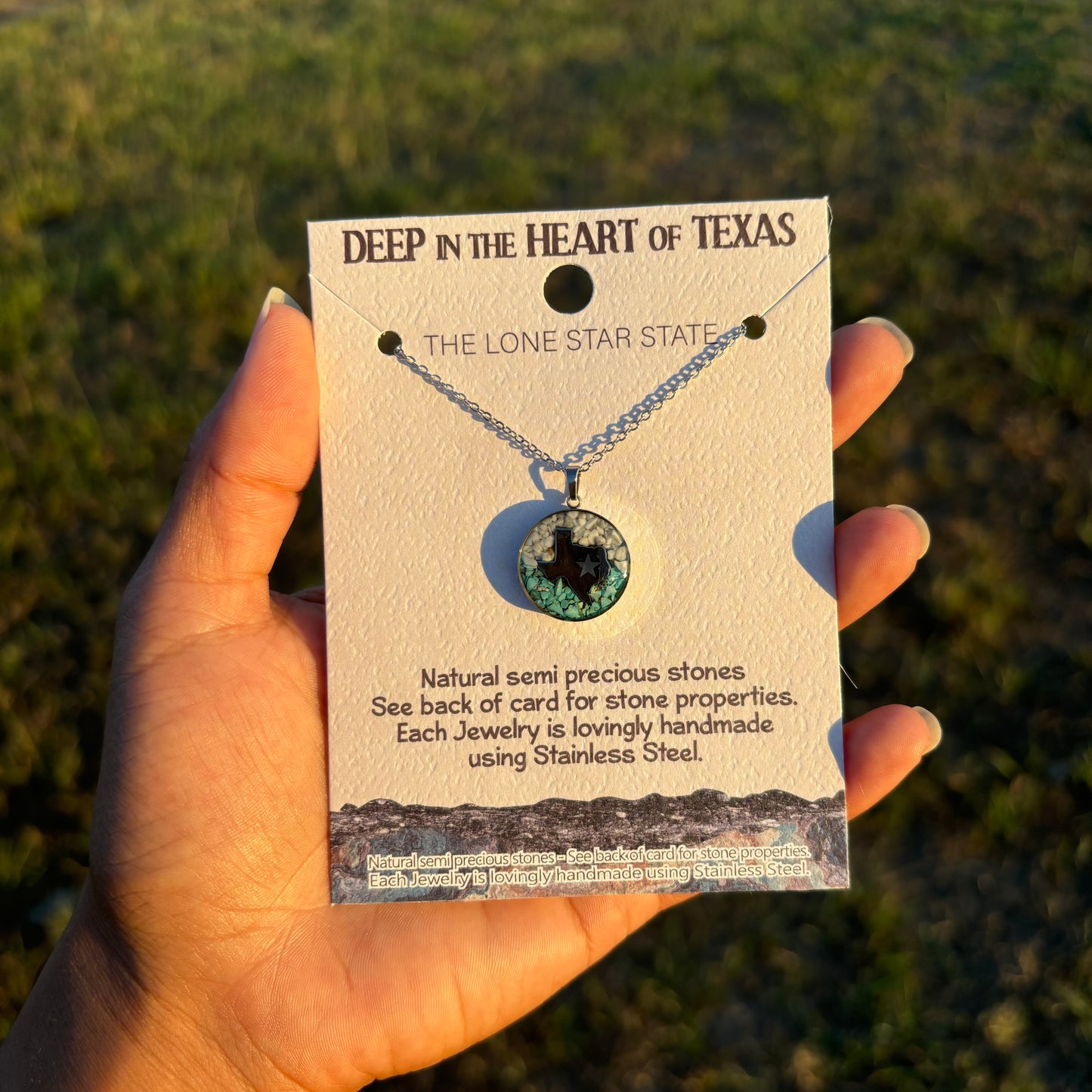 Stainless Steel Turquoise Texas Necklace