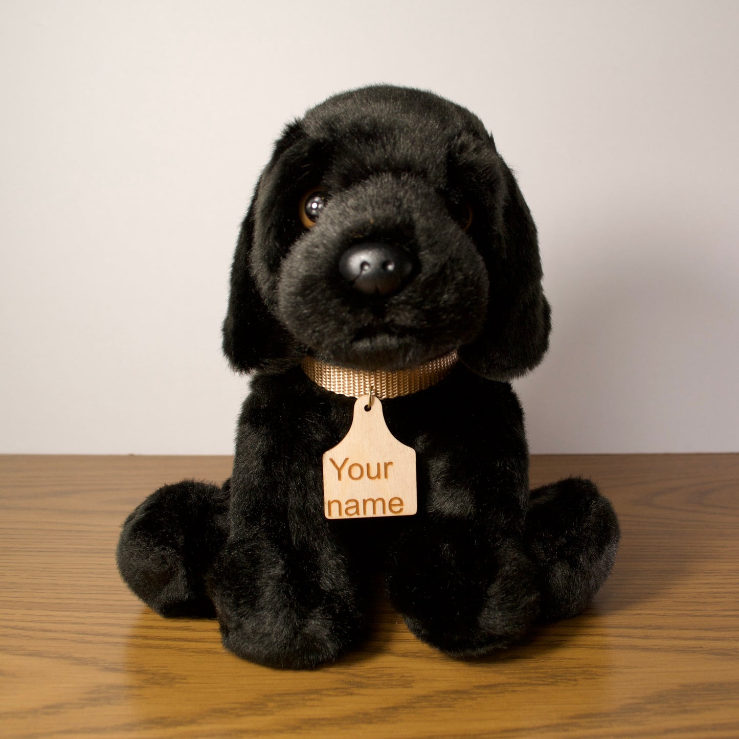 Personalized Black Labrador Dog Plush with Collar