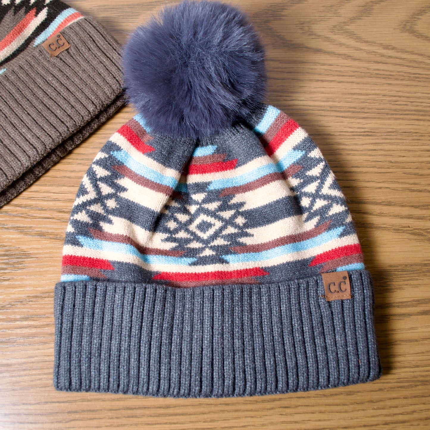 Grey Southwestern Beanie