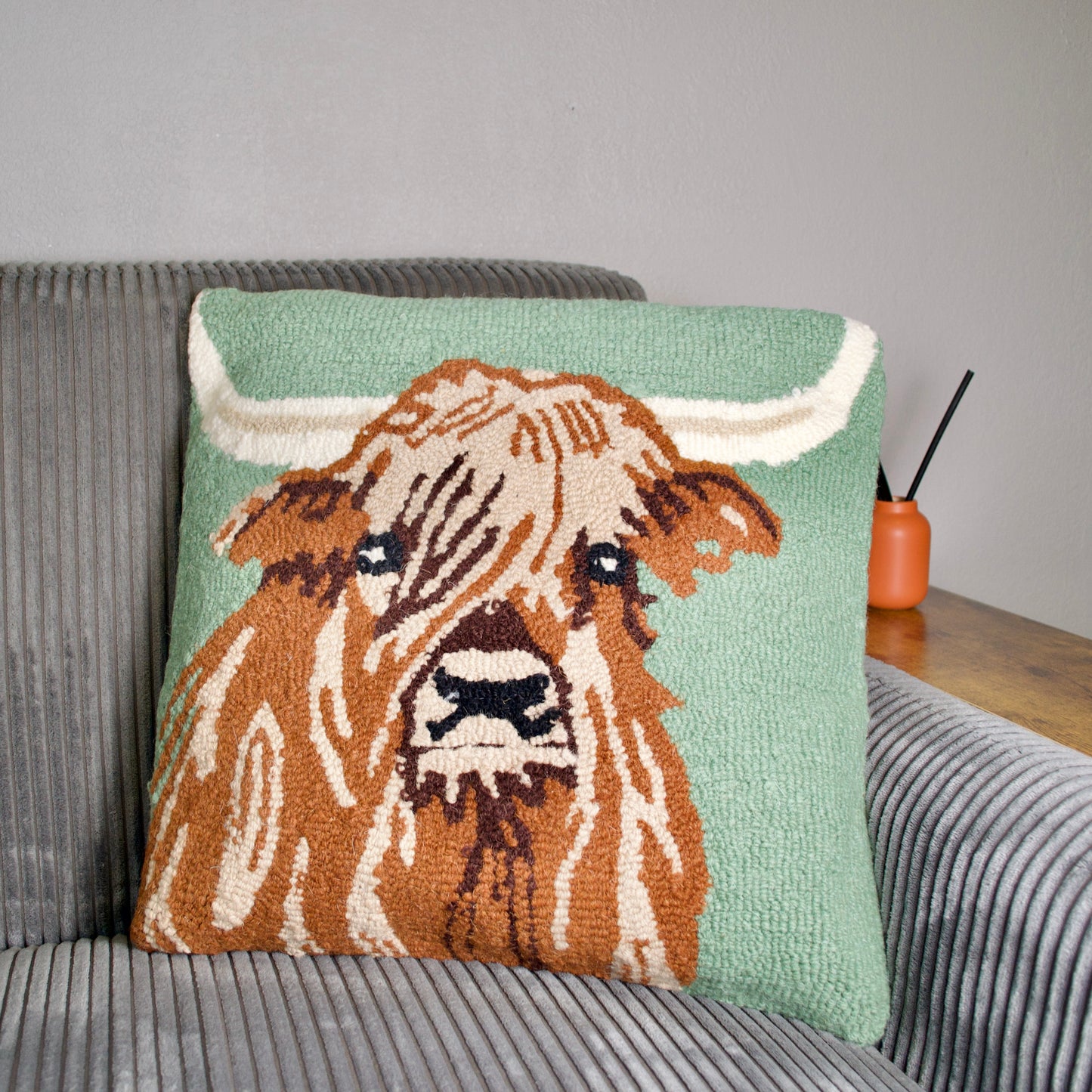 Highland Cow 18x18 Hook Pillow