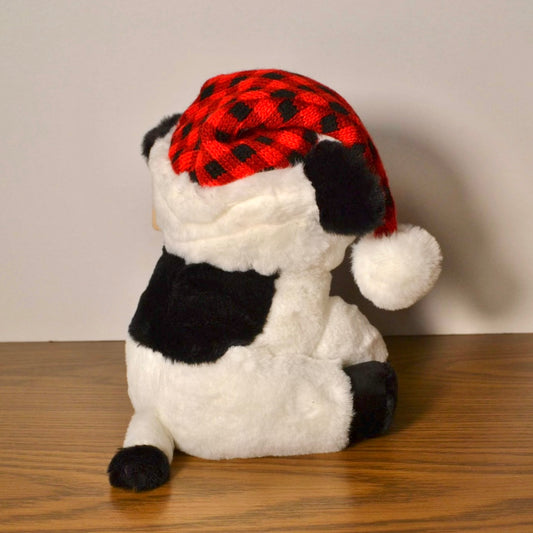 Personalized Santa Hat Holstein Cow Plush With Cow Tag