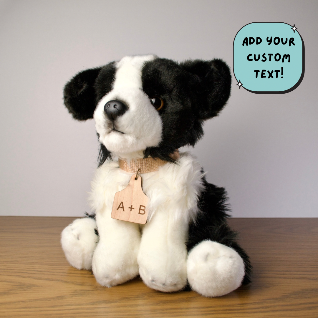Personalized Border Collie Dog Plush with Collar