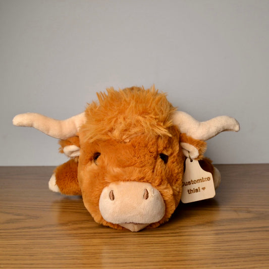 Personalized Big Highland Plush With Cow Tag
