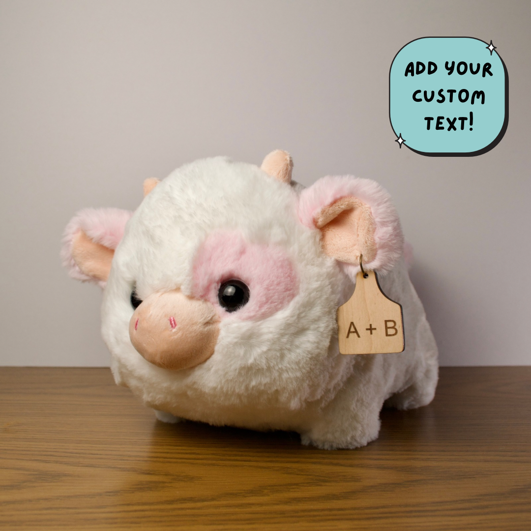 Personalized Strawberry Cow Plush With Cow Tag