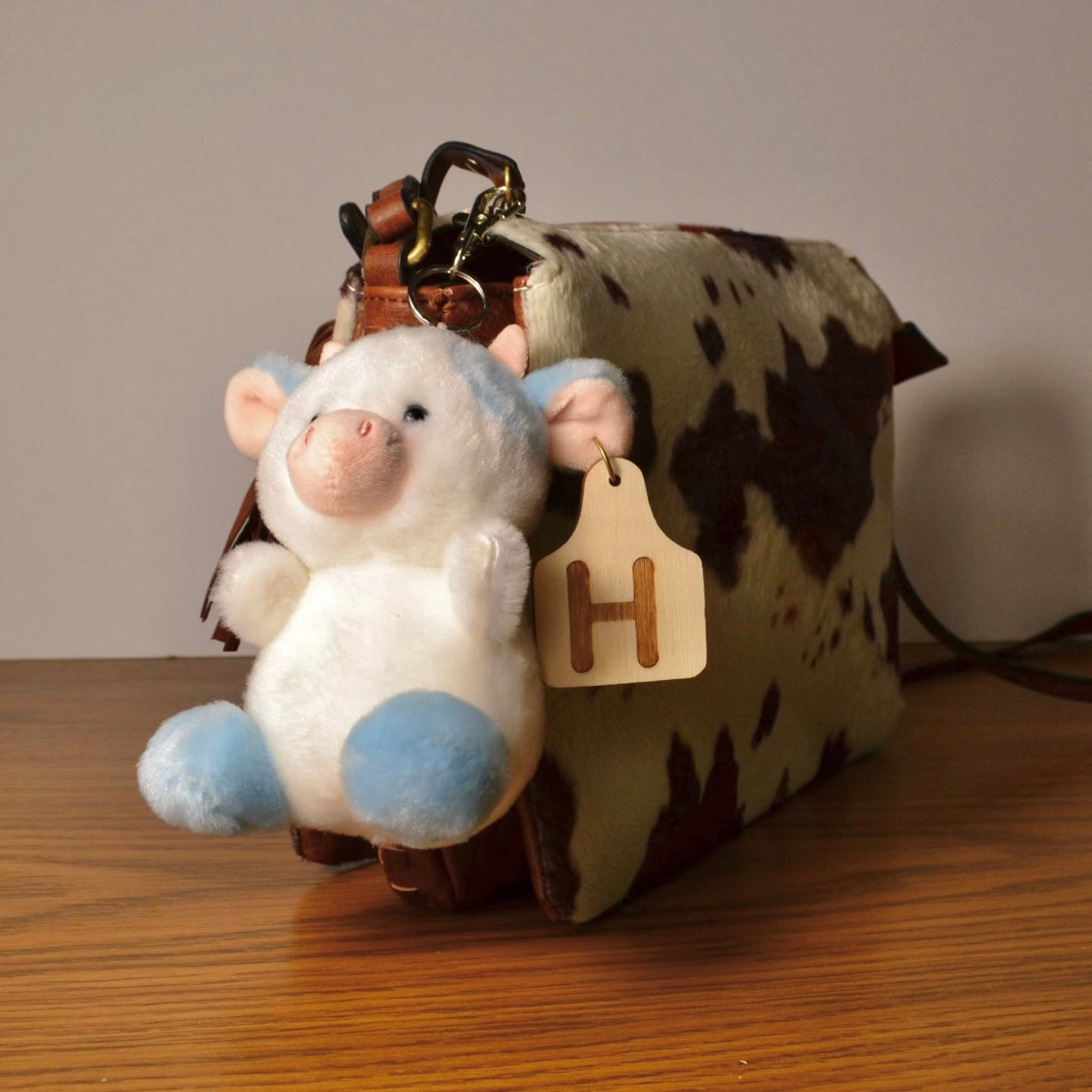 Personalized Blueberry Cow Keychain