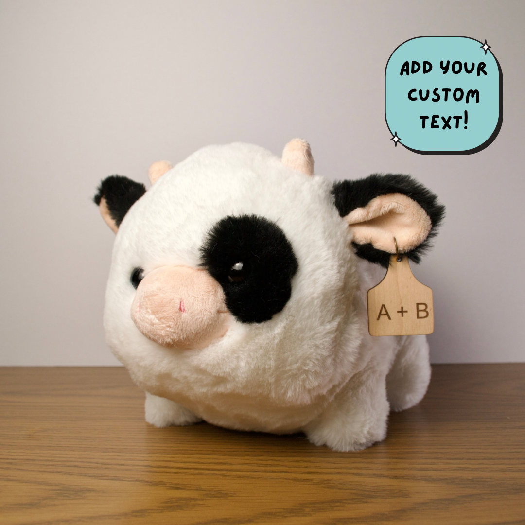 Personalized Big Holstein Cow Plush With Cow Tag