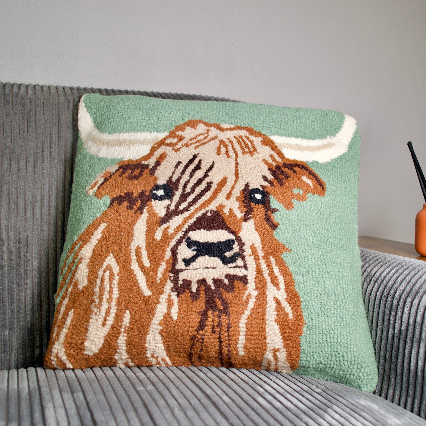 Highland Cow 18x18 Hook Pillow