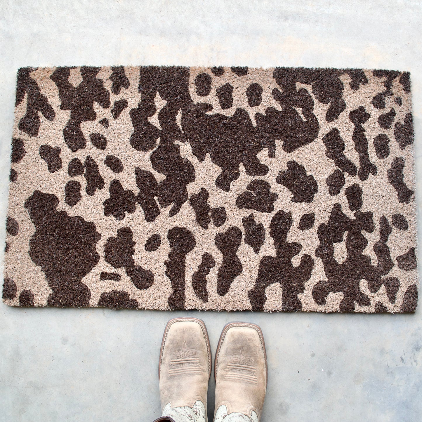 Cow Print Coir Doormat