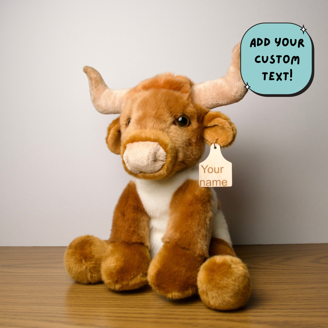Personalized Longhorn bull with cow tag