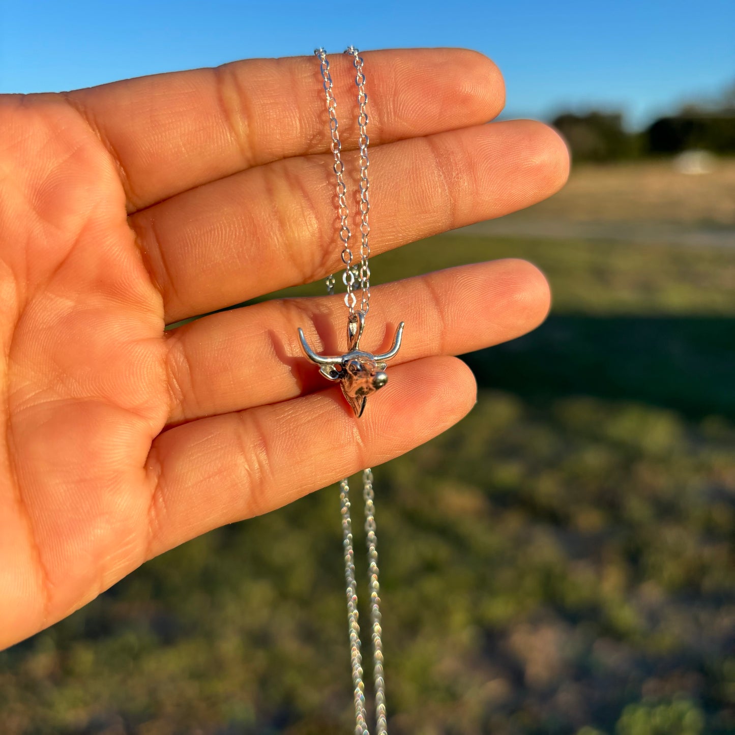 16” Sterling Silver Longhorn Head Necklace