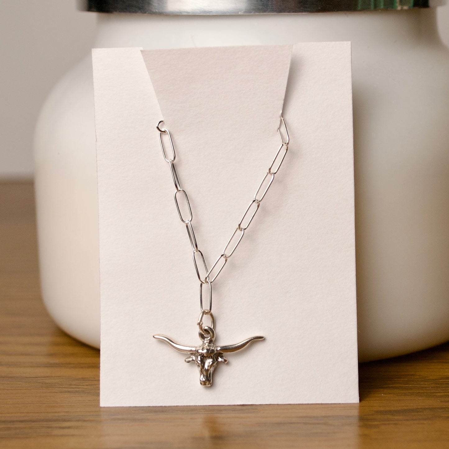 16” Sterling Silver Longhorn Paperclip Necklace