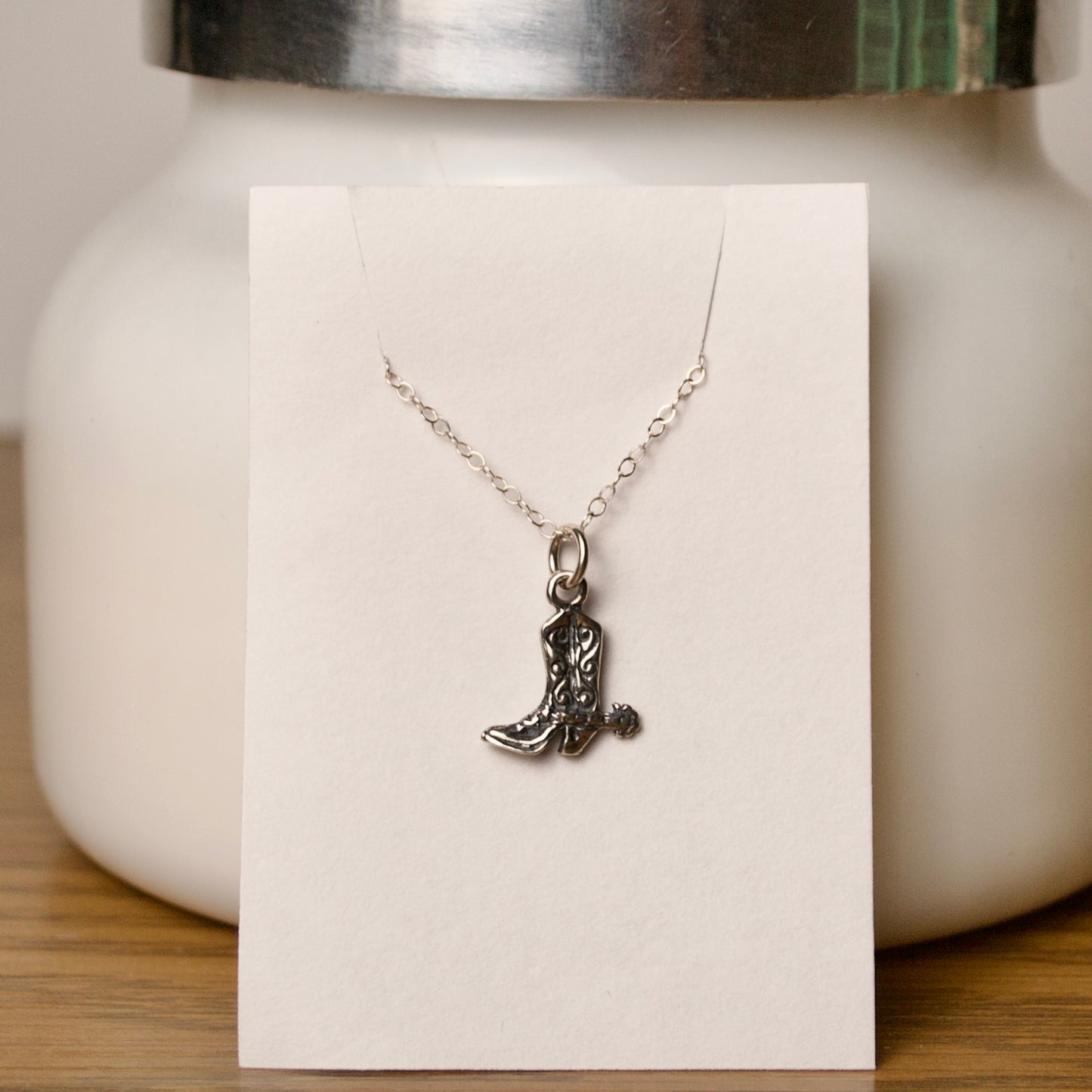 16” Sterling Silver Boot Necklace
