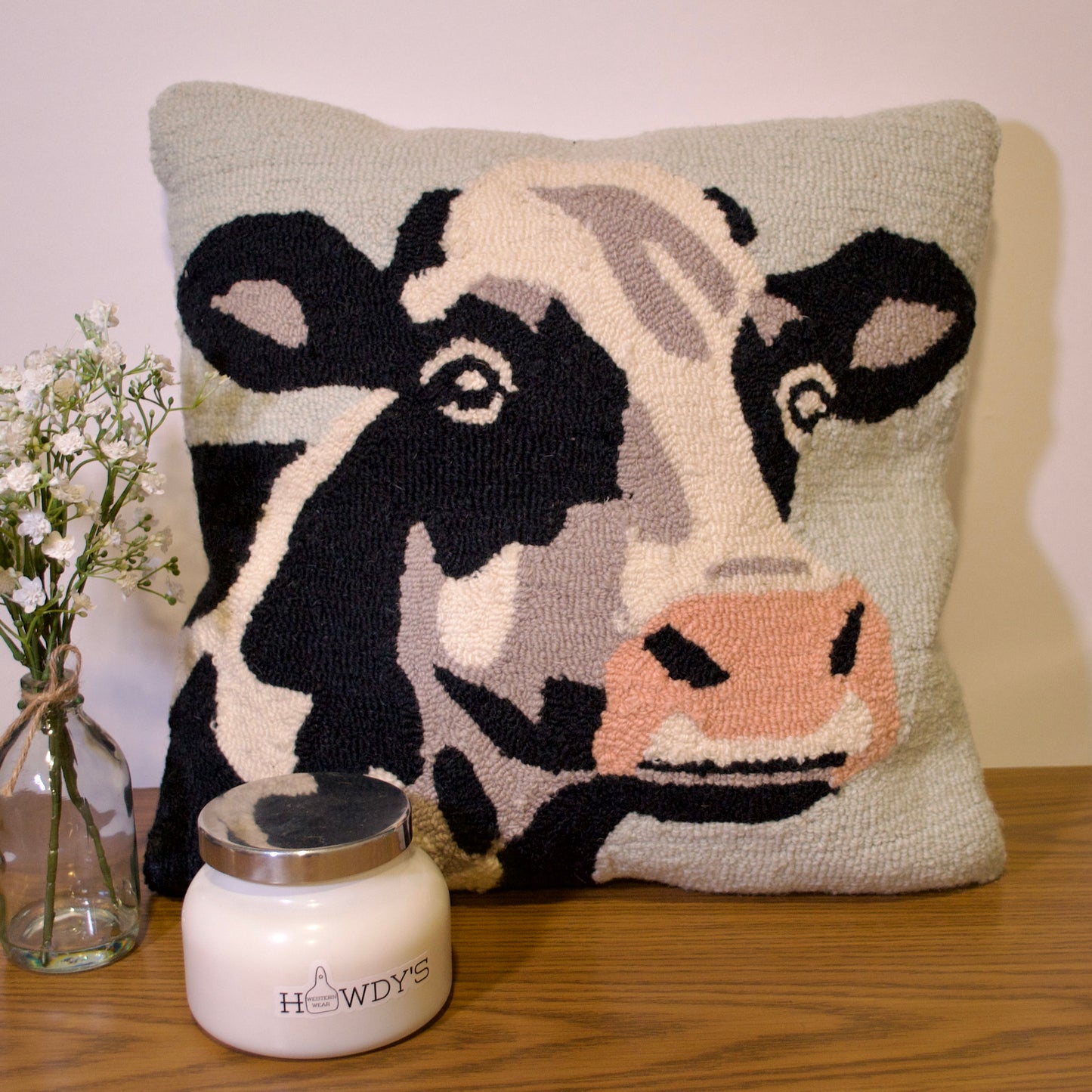 Holstein Cow 18x18 Hook Pillow