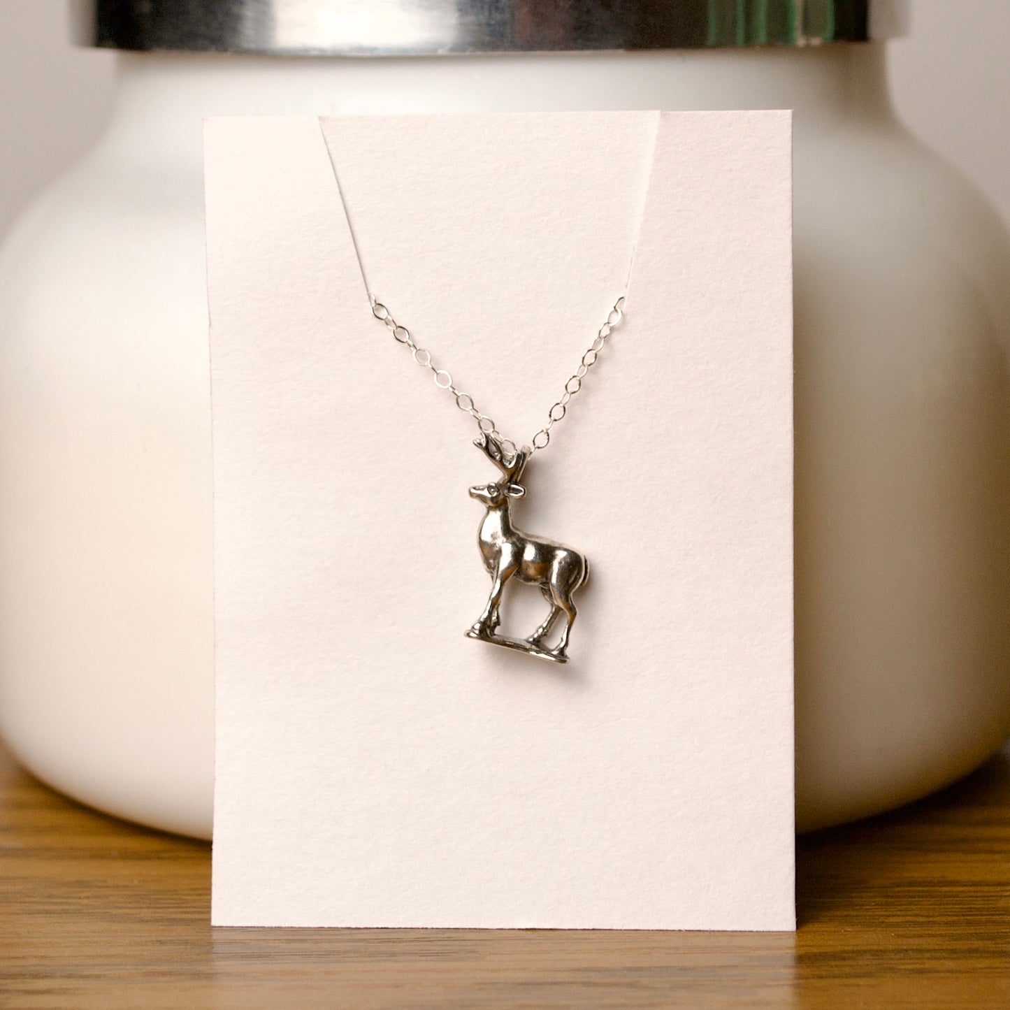 16” Sterling Silver Deer Necklace