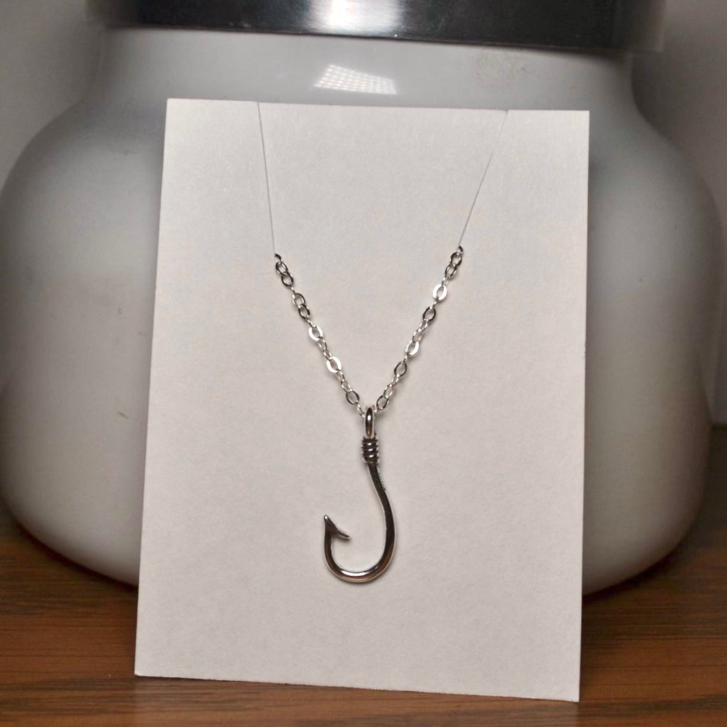 16” Sterling Silver Fishing Hook Necklace