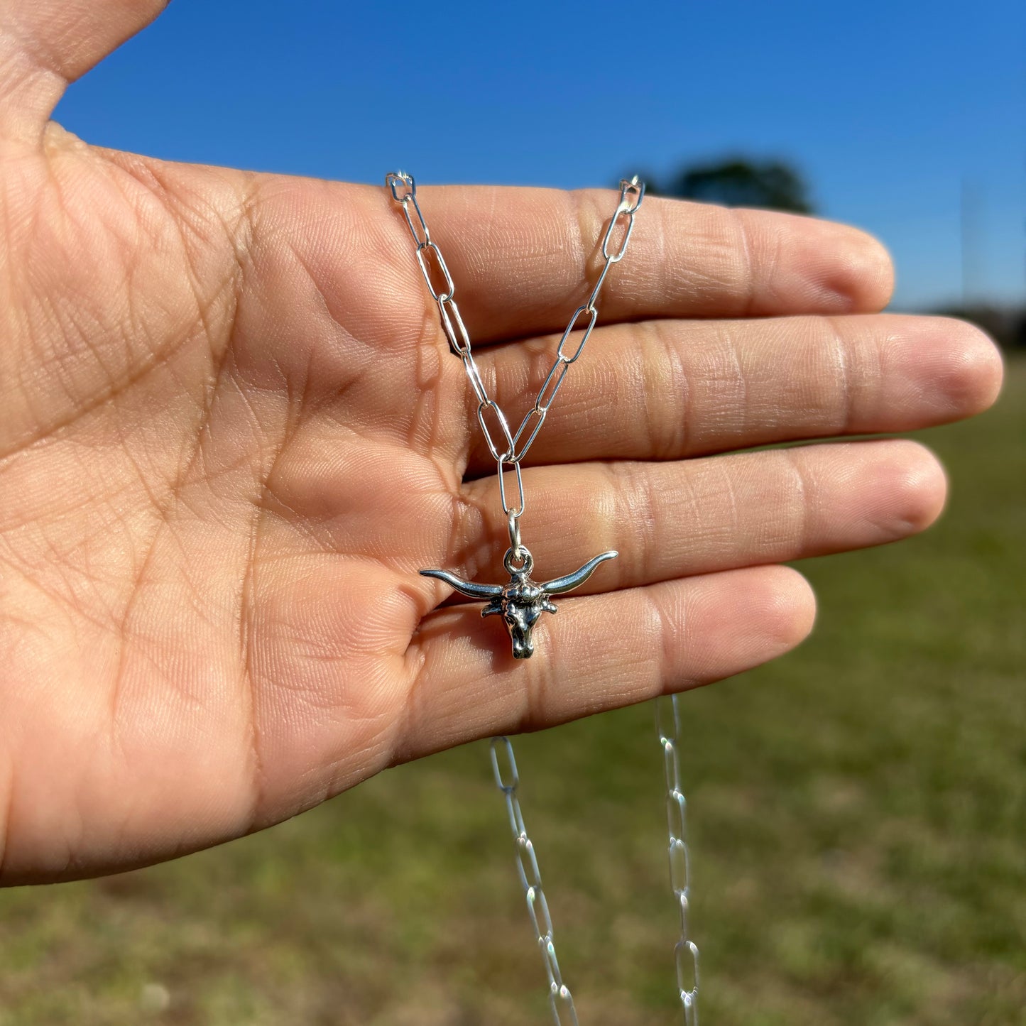 16” Sterling Silver Longhorn Paperclip Necklace