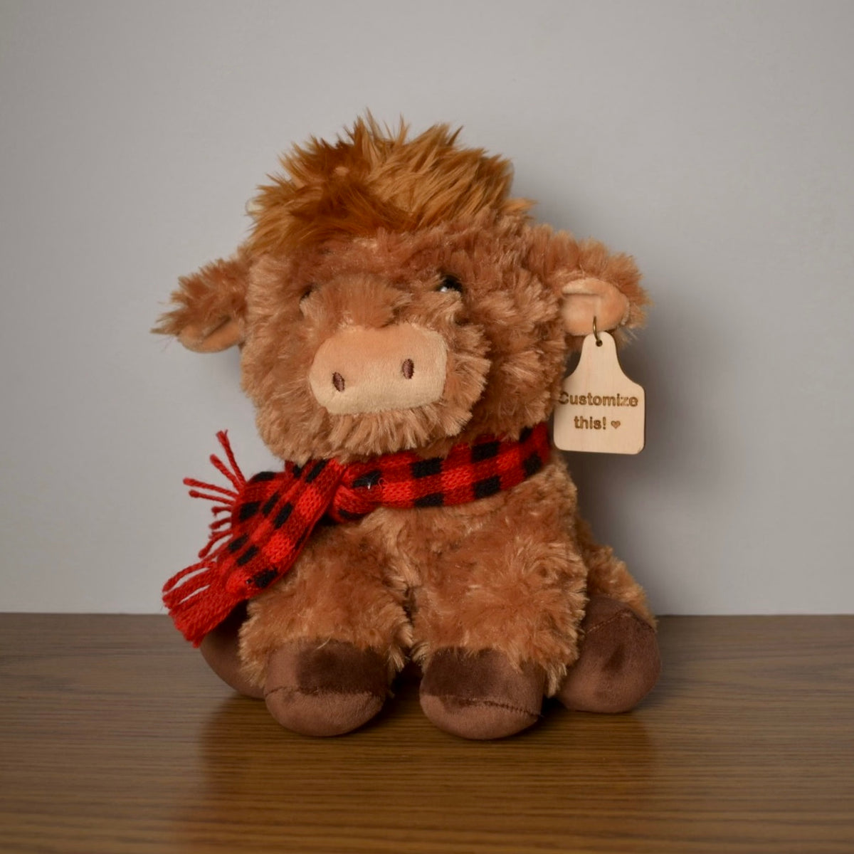 Personalized Christmas Highland Cow Plush With Cow Tag