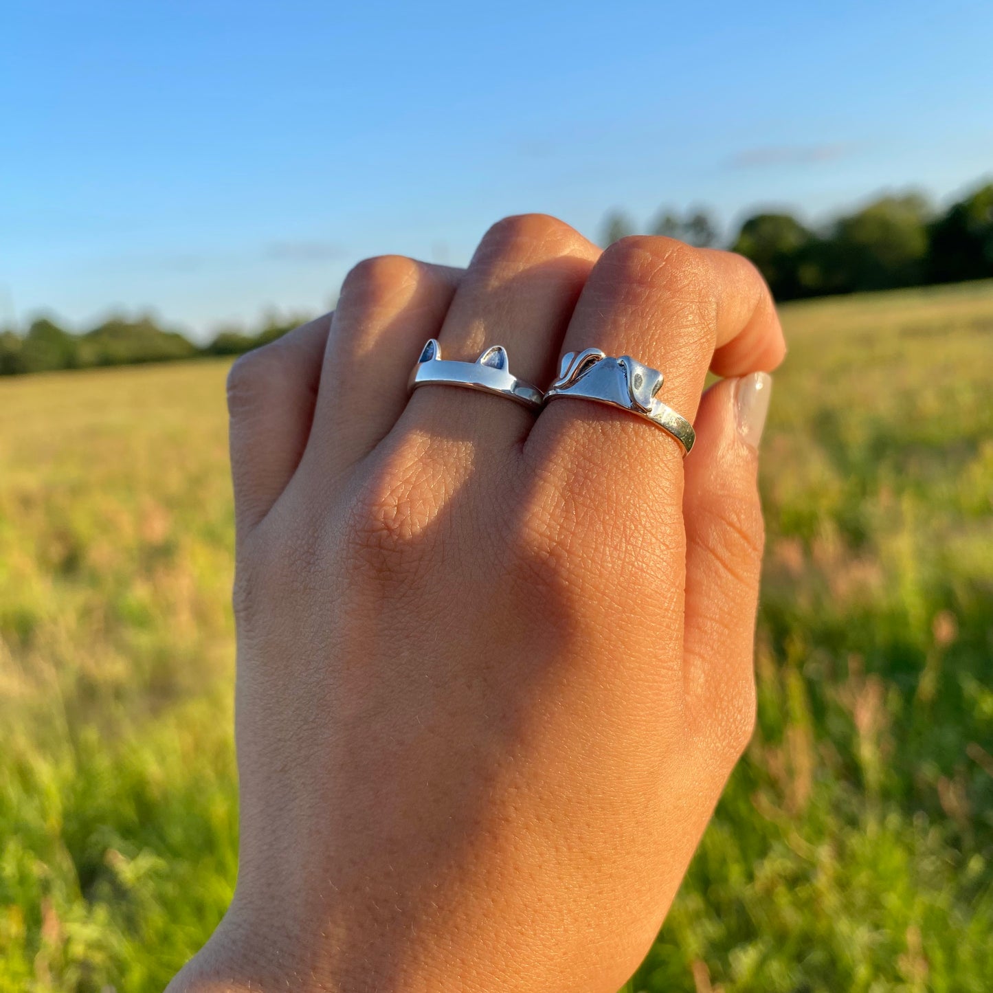 Sterling Silver Cat Ring Adjustable (6-8)