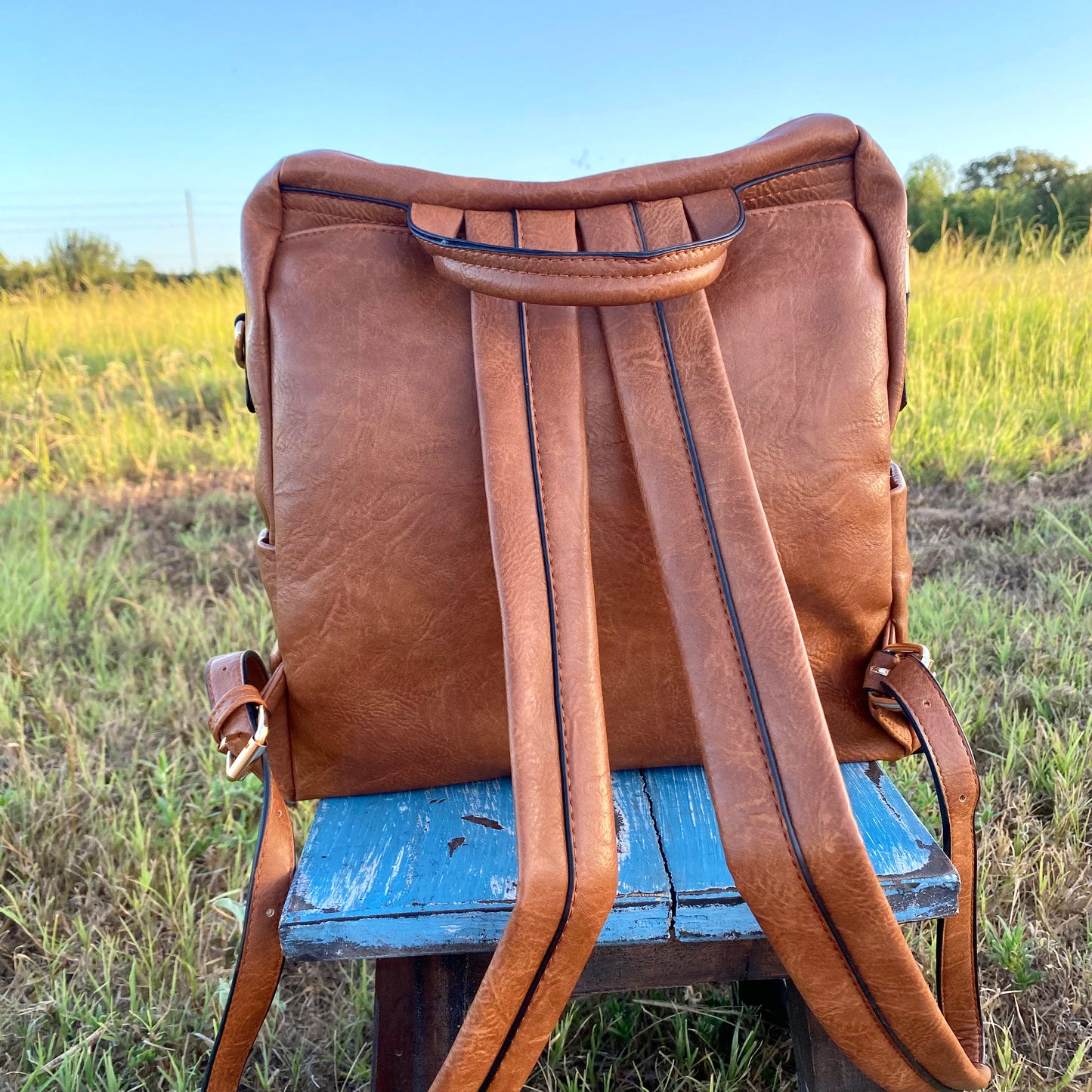 Cow Print Convertible Backpack with Guitar Strap
