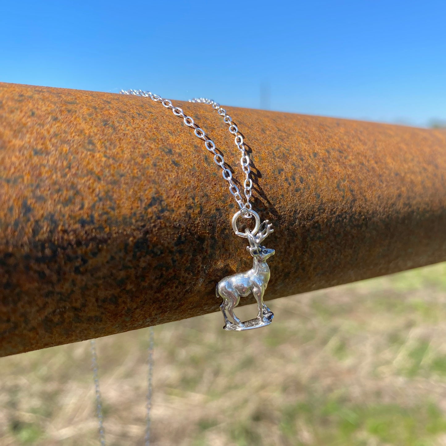 16” Sterling Silver Deer Necklace