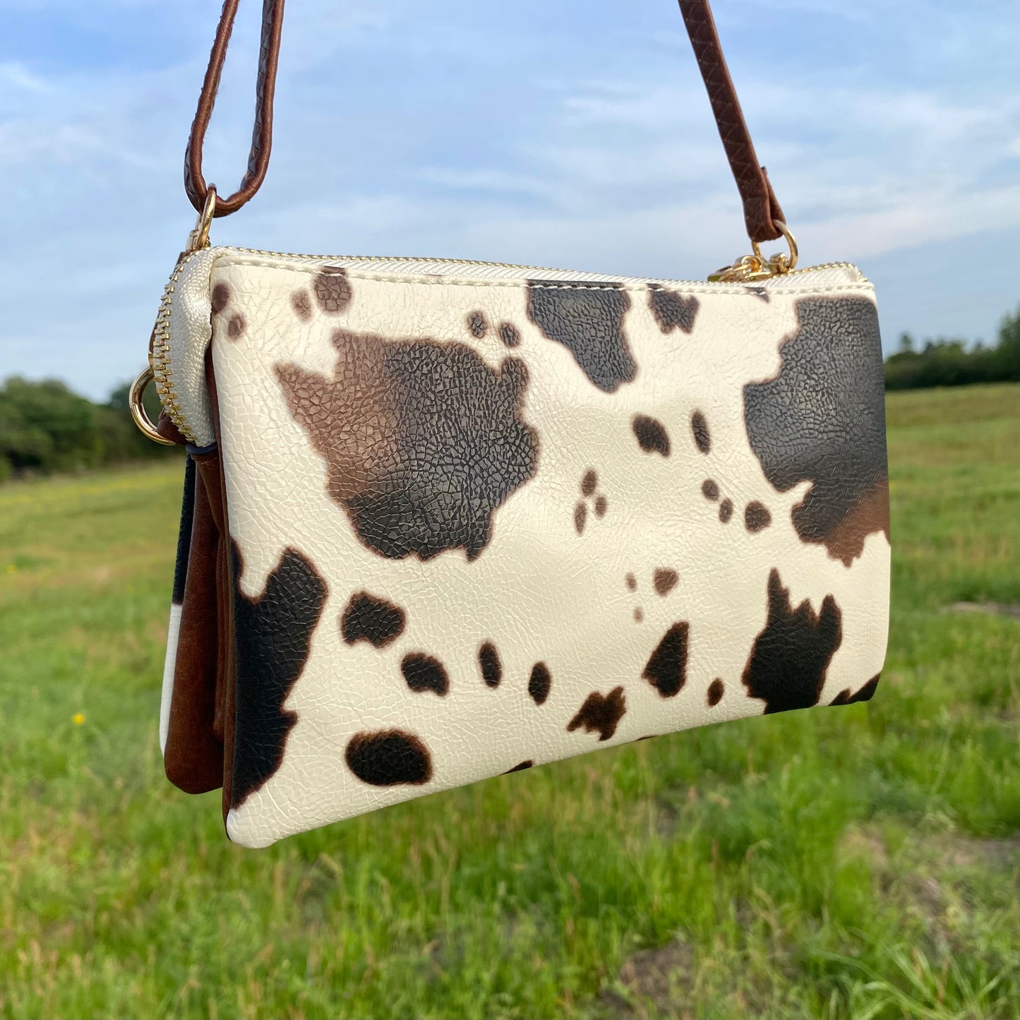 Cow Print Wristlet Crossbody