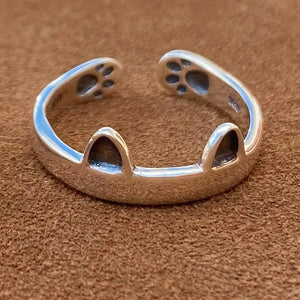 Sterling Silver Cat Ring Adjustable (6-8)