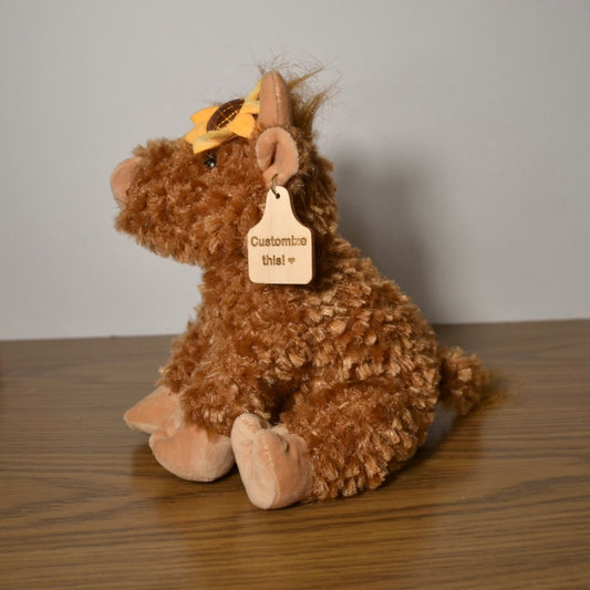 Personalized Sunflower Highland Cow with Cow Tag