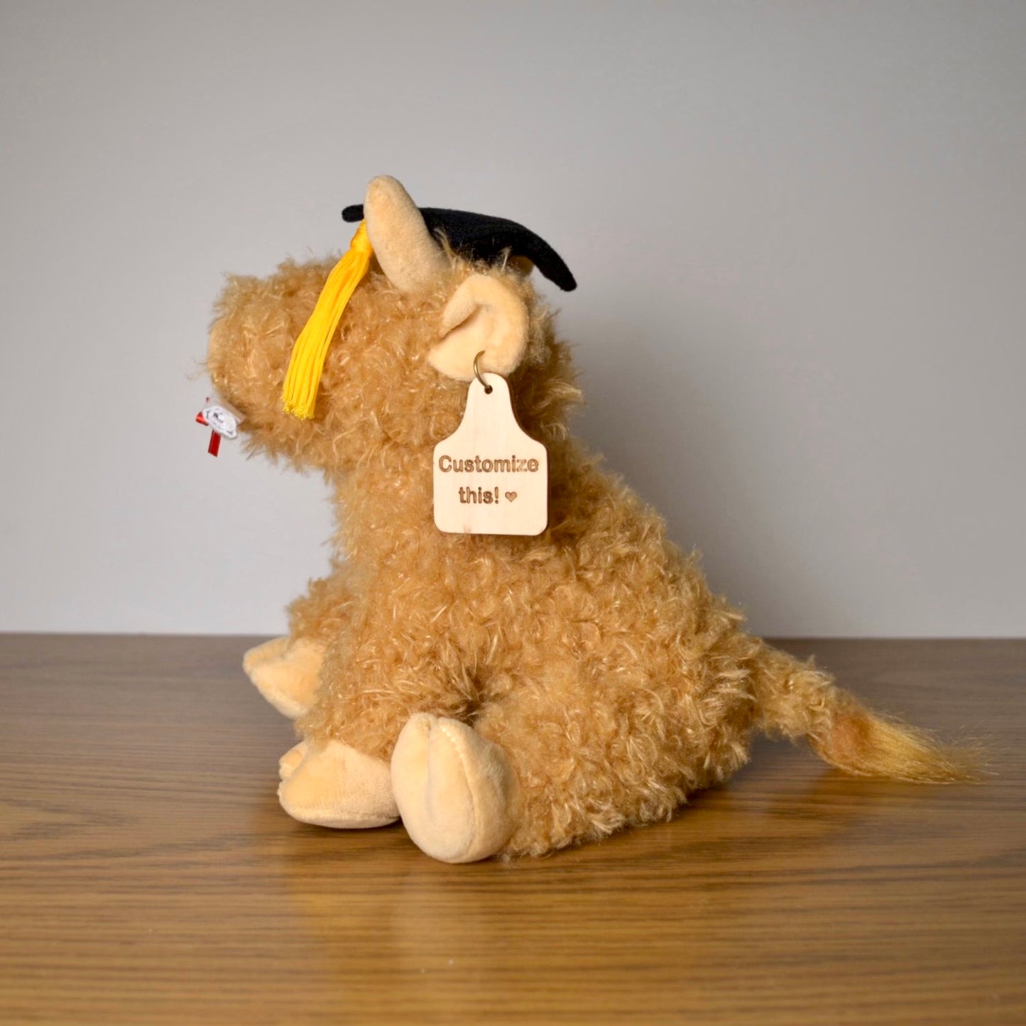 Personalized Graduation Highland Cow with Cow Tag