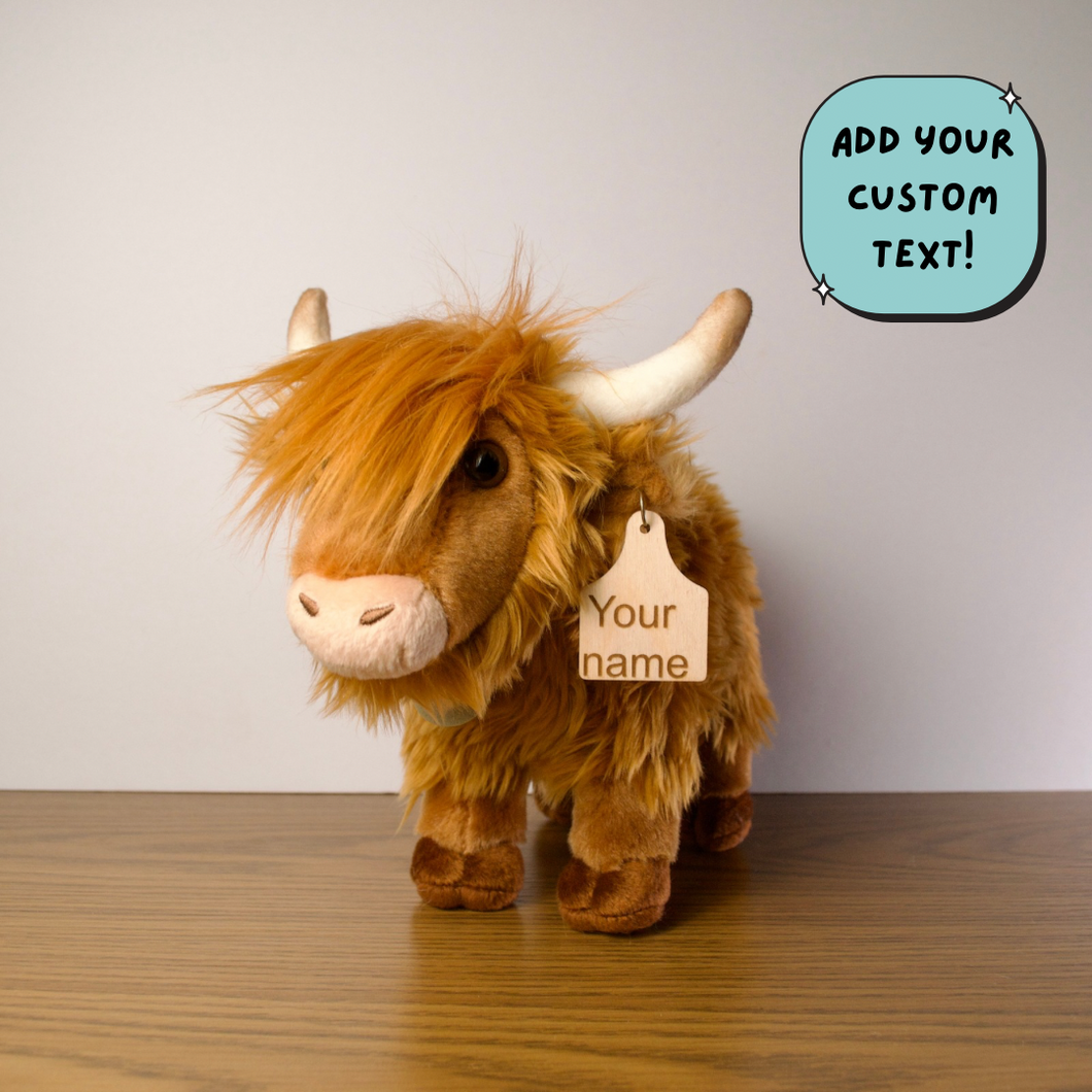 Personalized Standing Highland Plush With Cow Tag