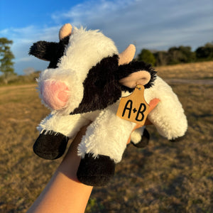 Personalized Floppy Holstein Cow Plush With Cow Tag