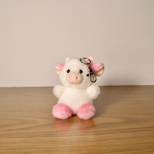 Strawberry Cow Plush Keychain