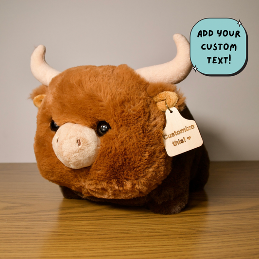 Personalized Big Longhorn Plush With Cow Tag