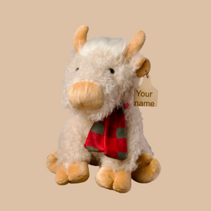 Personalized Winter Highland Cow with Cow Tag