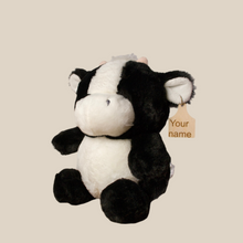 Load image into Gallery viewer, Personalized Sitting Holstein Cow Plush With Cow Tag
