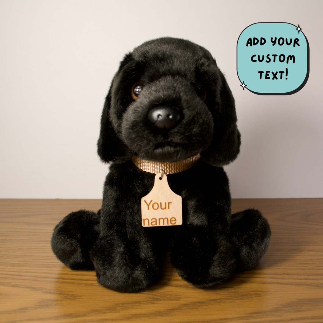 Personalized Black Labrador Dog Plush with Collar
