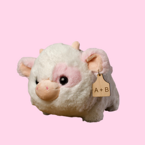 Personalized Pink Holstein Cow Plush With Cow Tag