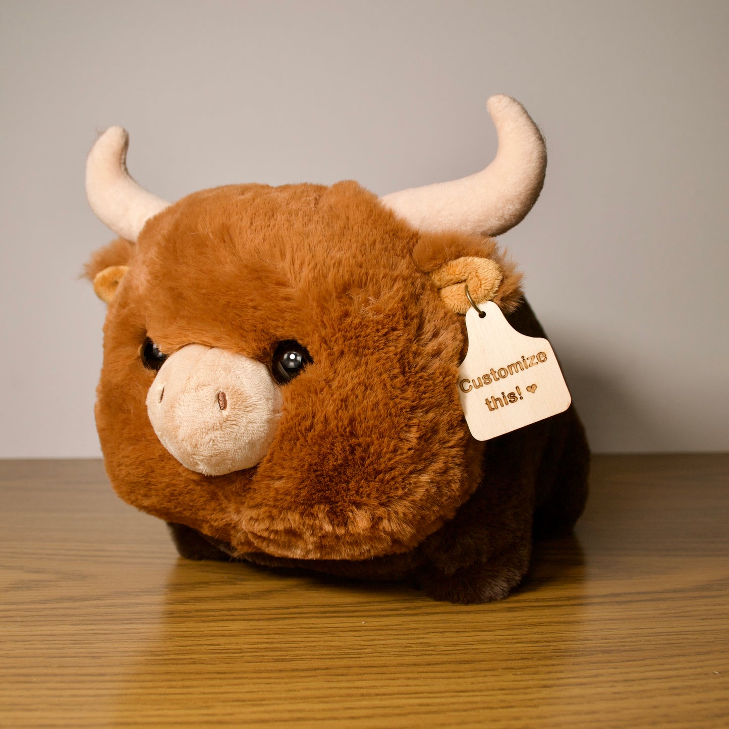 Personalized Big Longhorn Plush With Cow Tag