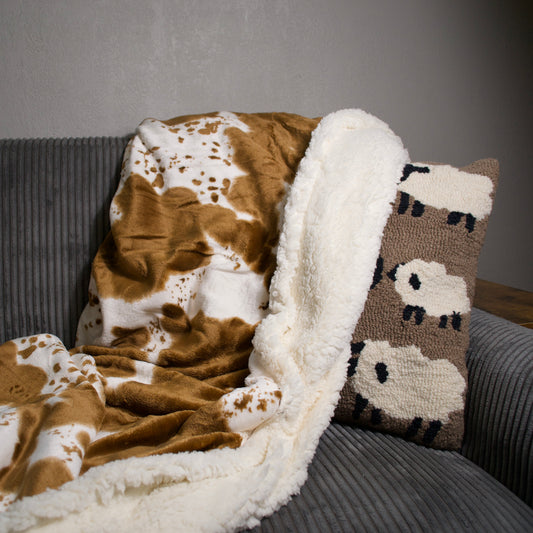 Sherpa Cow Print Blanket