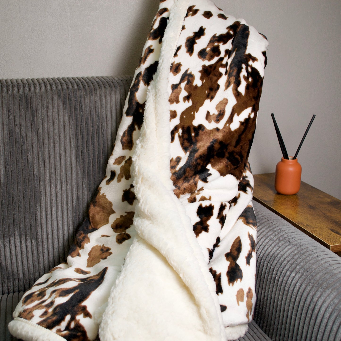 Sherpa Wrangler Cow Print Blanket