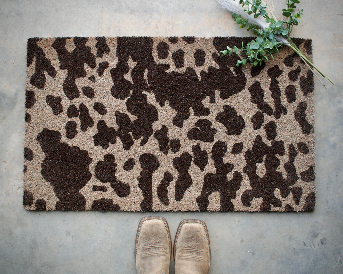 Cow Print Coir Doormat
