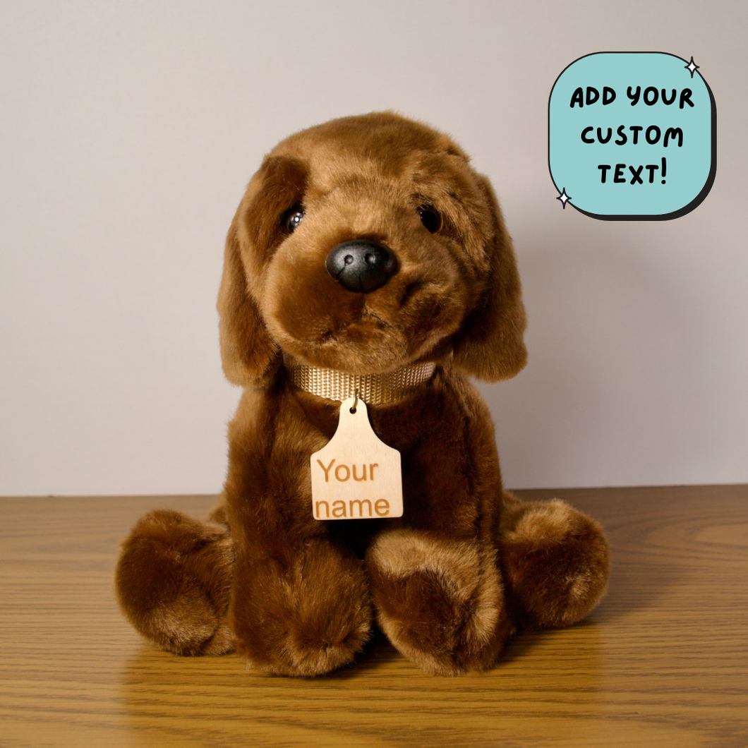 Personalized Chocolate Labrador Dog Plush with Collar