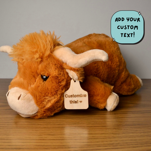 Personalized Big Highland Plush With Cow Tag