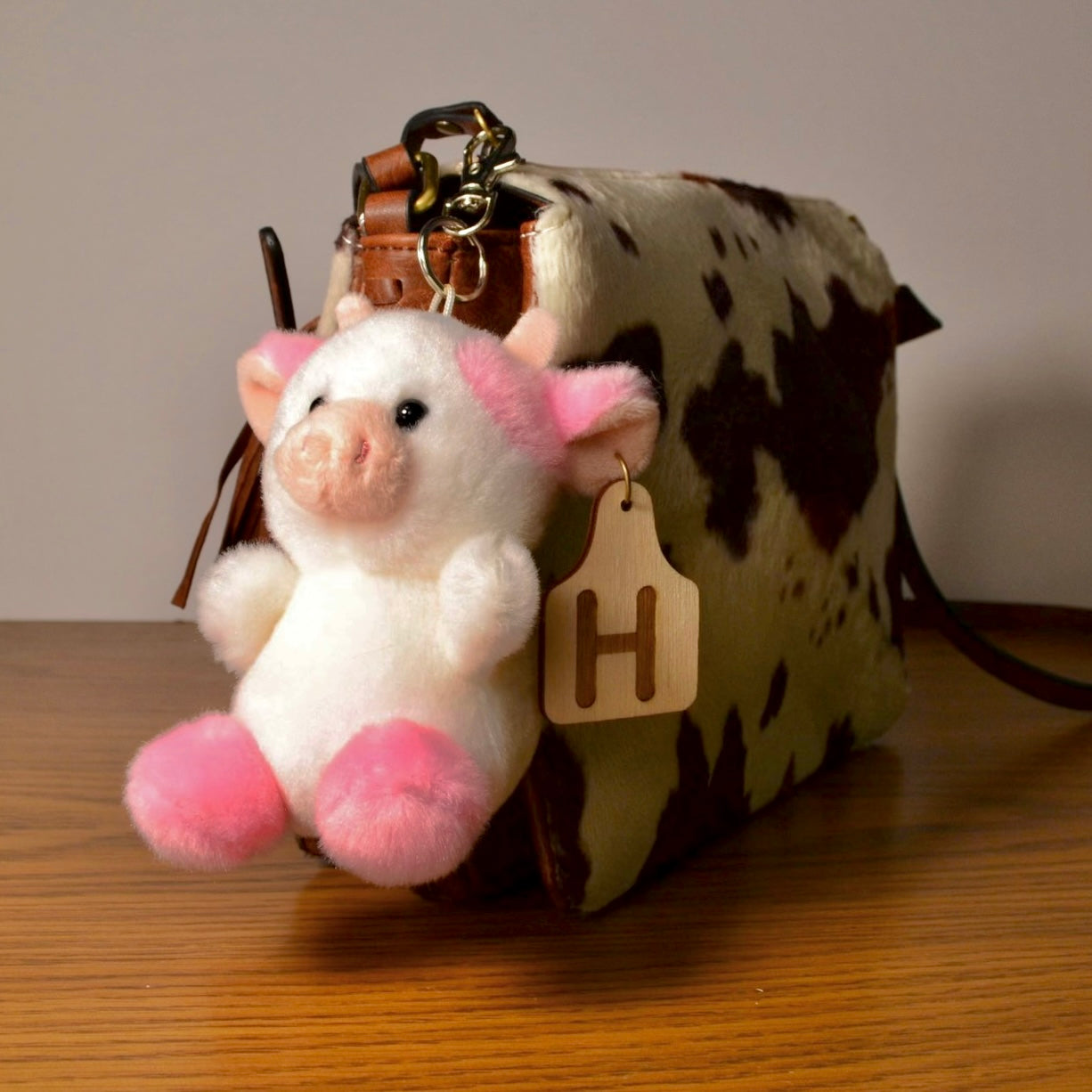 Personalized Strawberry Cow Keychain