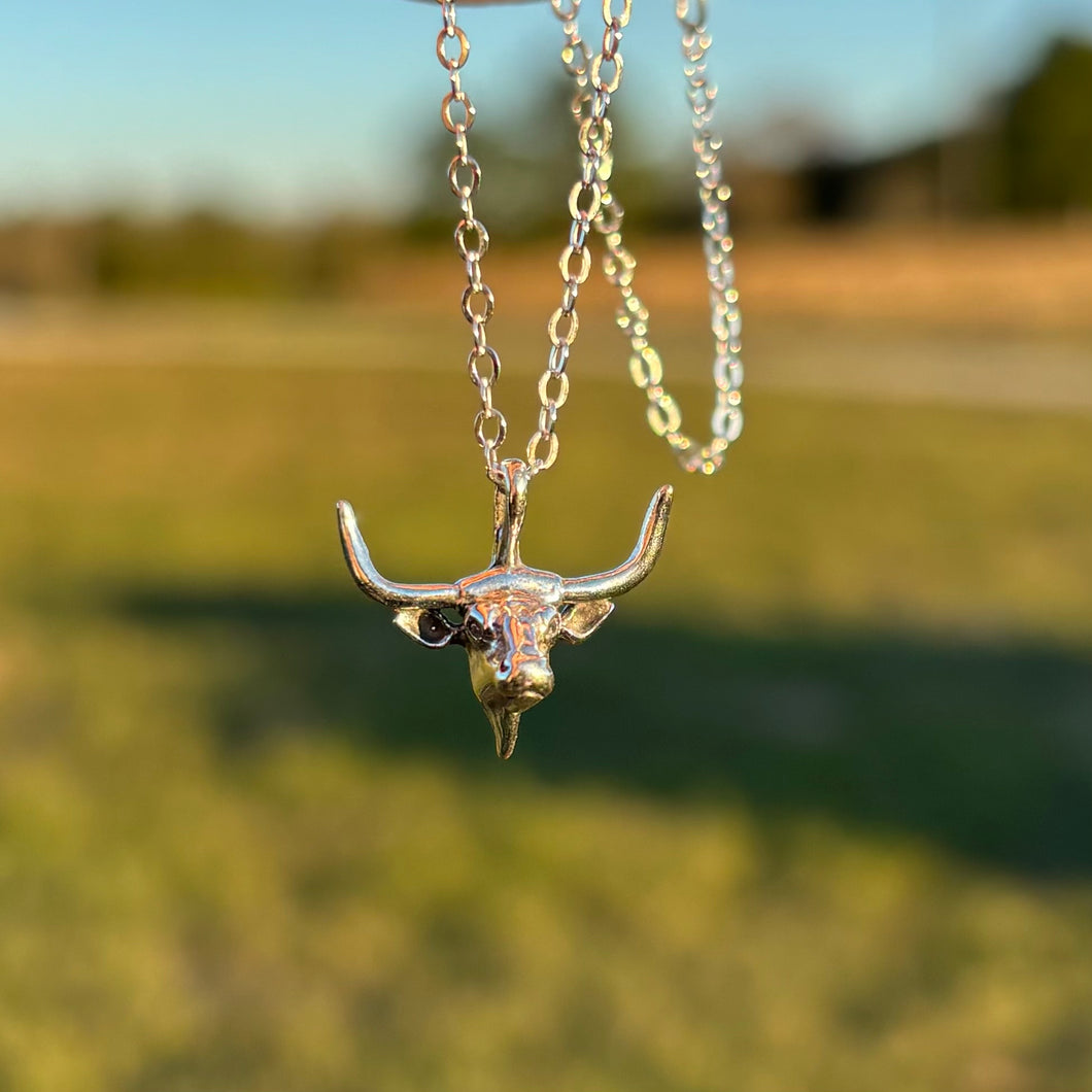 16” Sterling Silver Longhorn Head Necklace
