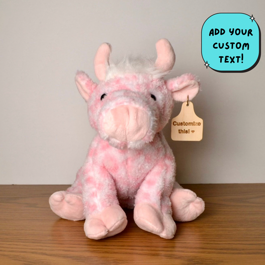 Personalized Pink Leopard Highland Cow with Cow Tag