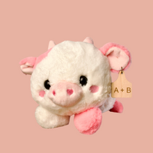 Load image into Gallery viewer, Personalized Pink Heart Cow Plush With Cow Tag
