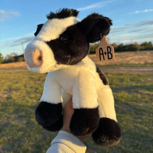 Personalized Holstein Cow Plush with cow tag
