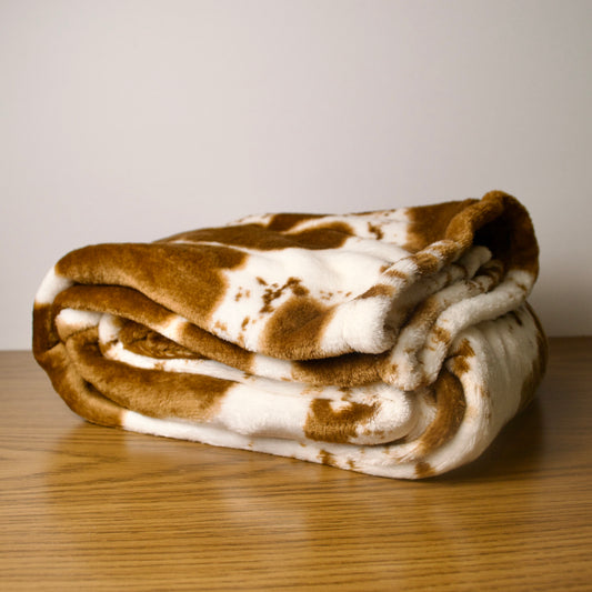 Travel Cow Print Blanket With Zipper Bag