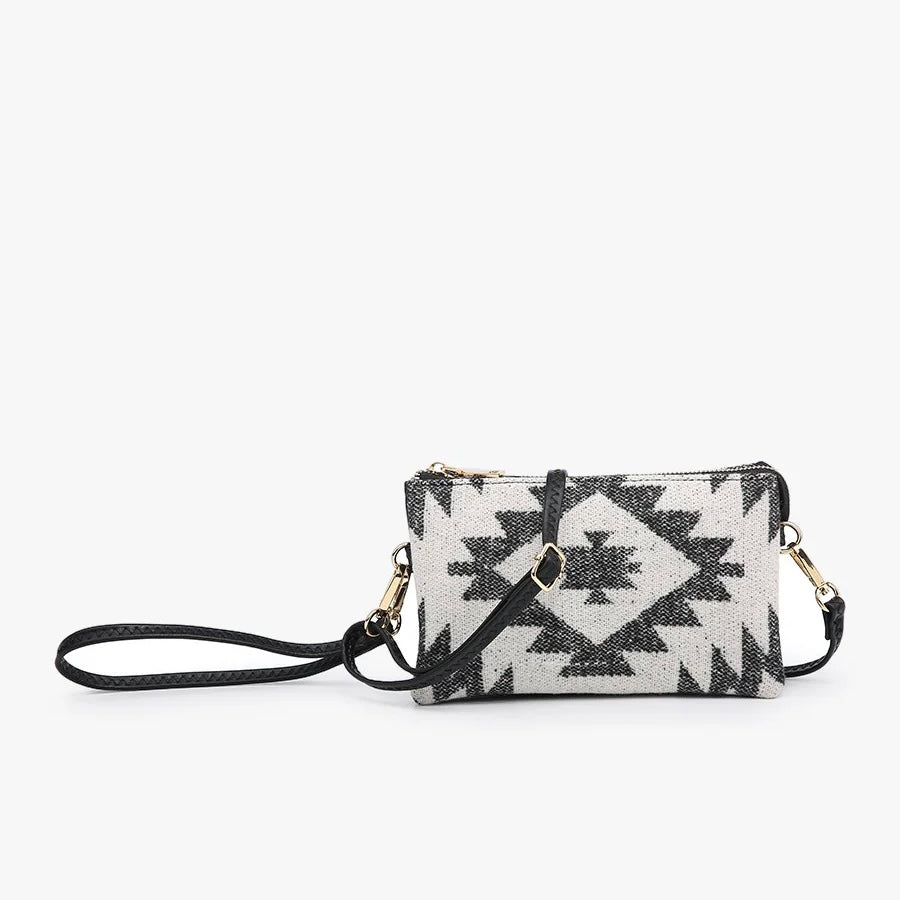 Black Aztec Wristlet/Crossbody